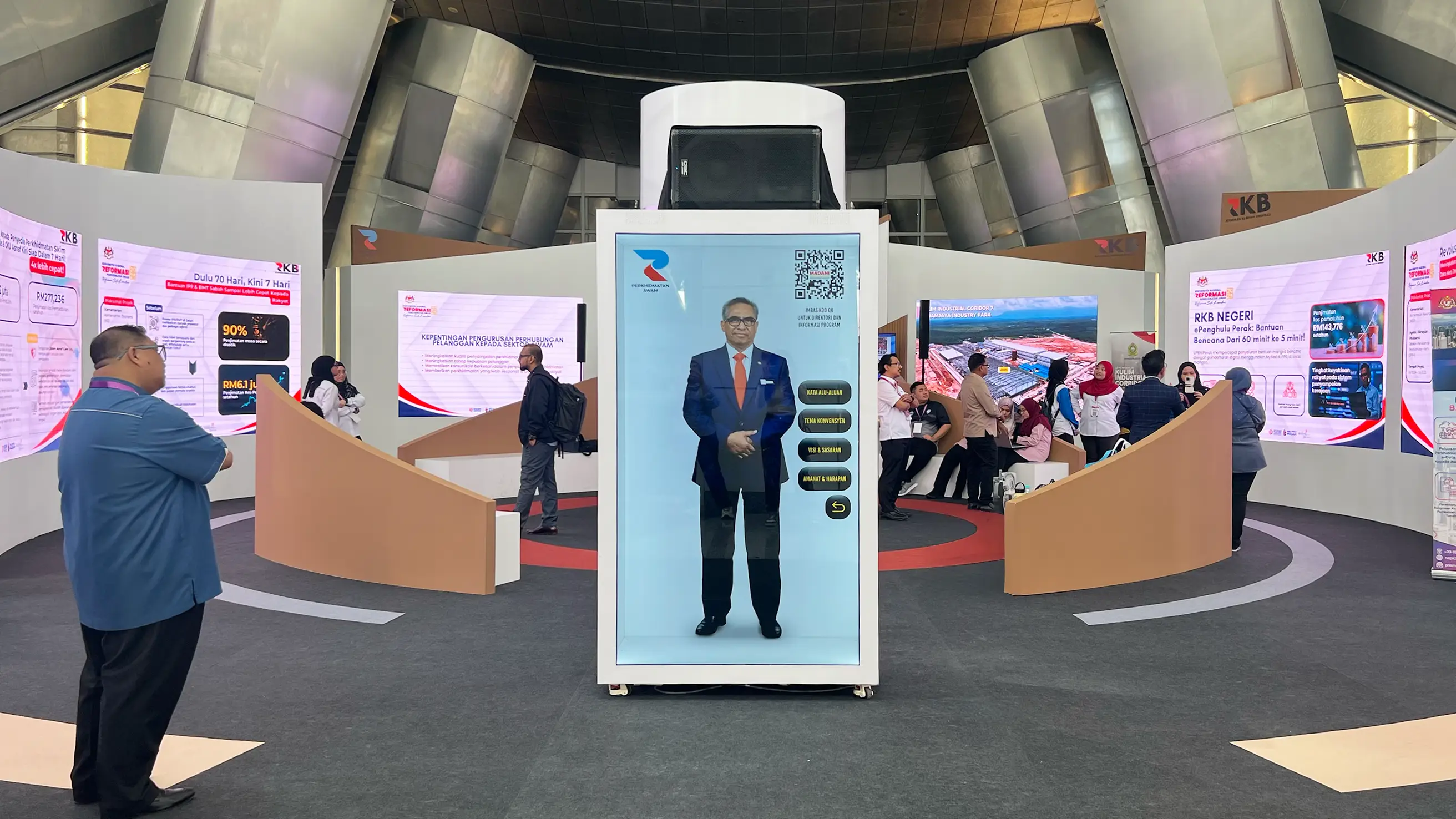 Interactive holobox avatar on the Konvensyen Nasional convention floor at Putrajaya